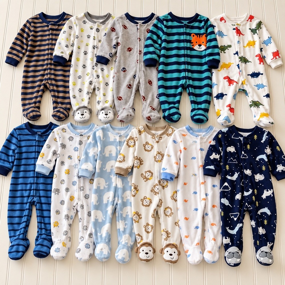 Carters Baby Boy 3 Months Footed Pajamas Lot 10 Piece Fleece Cotton Sleepers